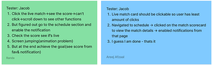 FIFA usability test notes for tester one