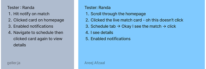 FIFA usability test notes for tester two